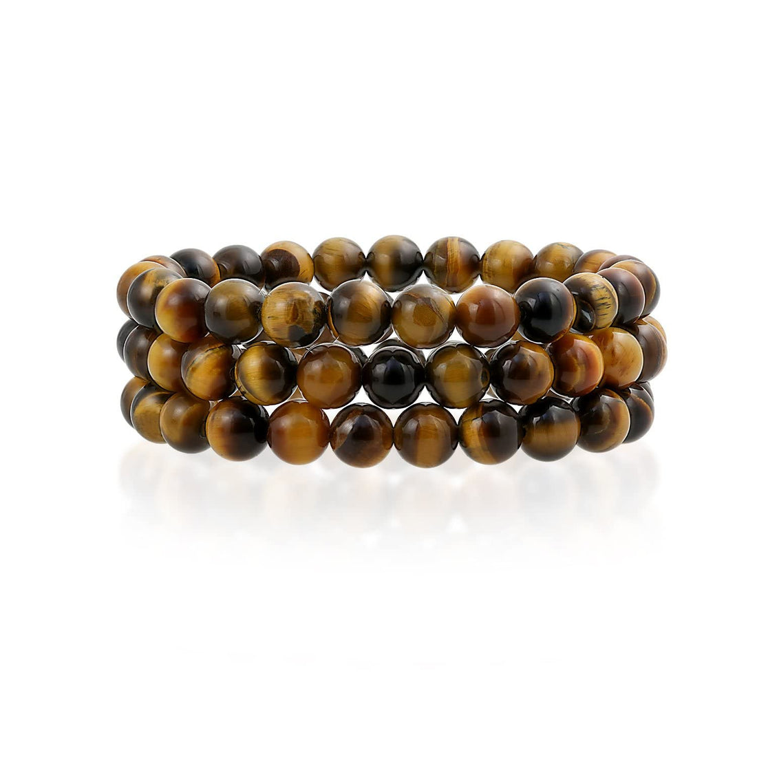 Hot And Bold Matching Natural Multi Layer Tiple Protection Gem Stone Beads Stacked Combo Bracelets., One Size, Gemstone, Tiger's Eye