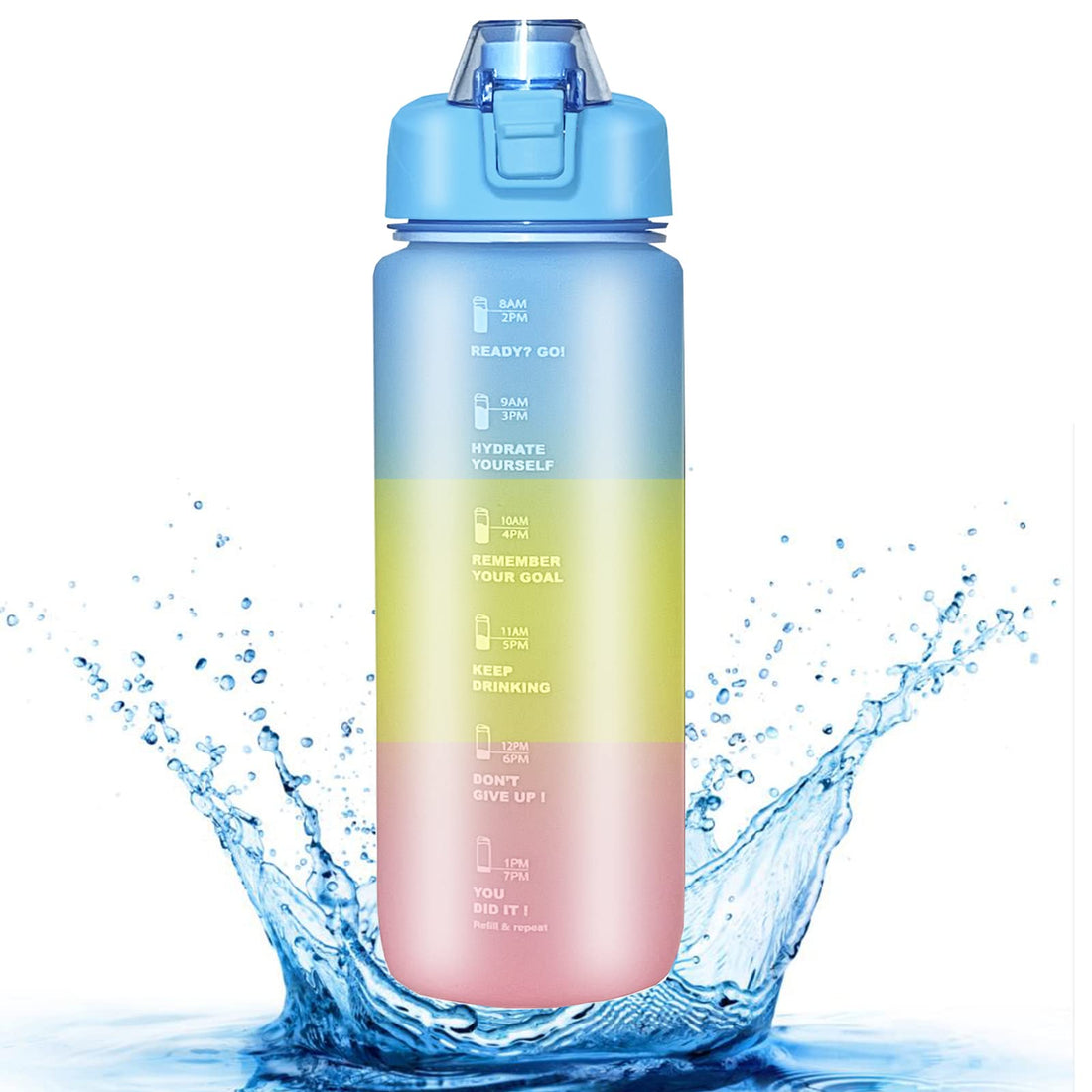 Sports Water Bottle 1L BPA Free Motivational with Times to Drink with Fruit Infuser Strainer for Sports Gym Fitness Outdoor Cycling School Office