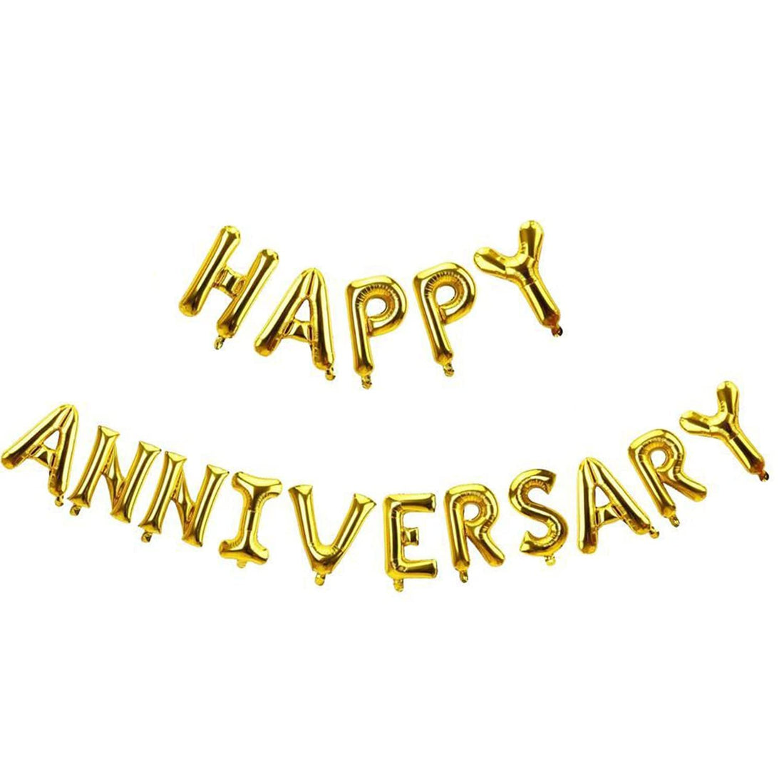 Wonka WISHKEY Happy Anniversary Golden Foil Balloon Reusable 16 Shiny Shimmery Alphabet Letter Balloons for Party Decoration (Pack Of 1, Gold)
