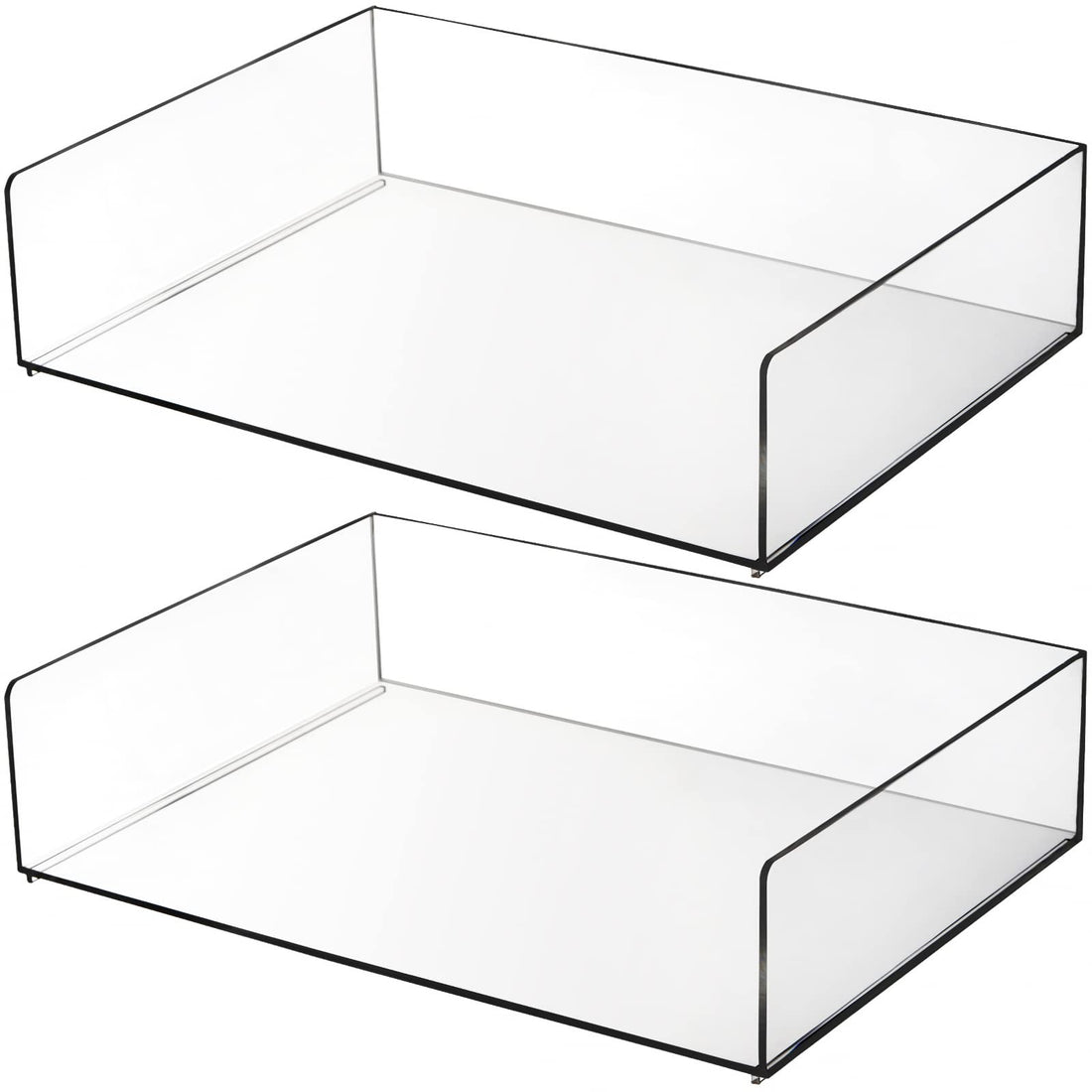 Best Media Set of 2 Stackable Acrylic File and Letter Trays, 2-Tier Clear Desktop File Organizer and Paper Holder for Documents, Books, and Magazines, Modern Office and School Supply Solution