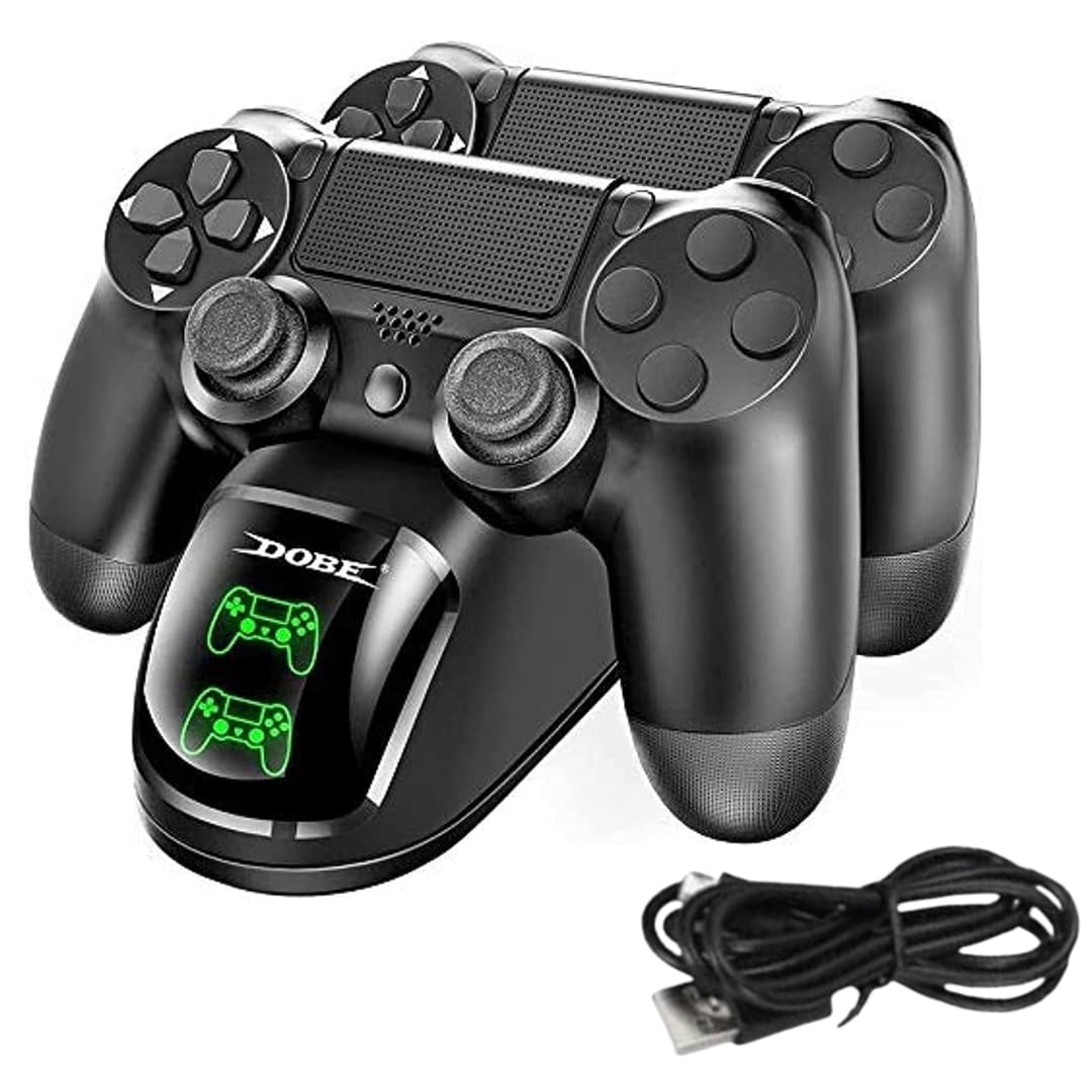 SHACK PS4 Controller Charging Station, Dual Charger Base, LED Indicator, Compatible with PS4/PS4 Slim/PS4 Pro, Black
