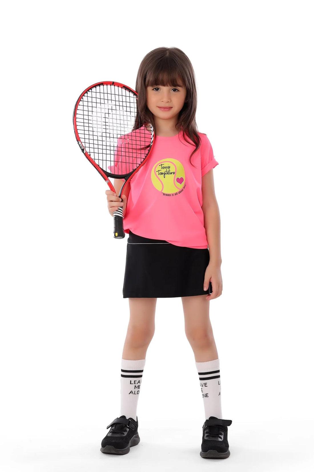Girls Neon Pink Love Tennis Graphic T-Shirt – Sporty Top