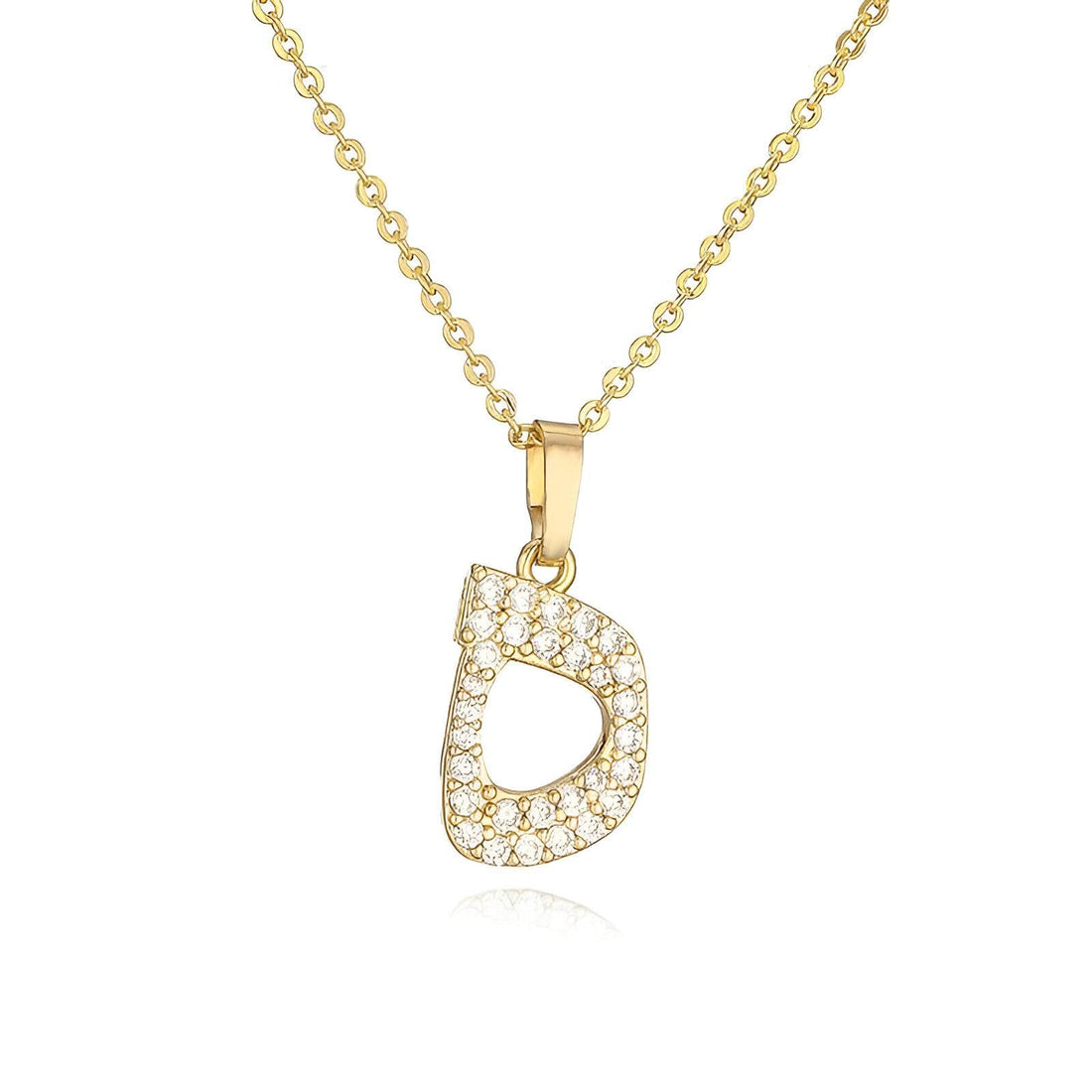 ARABIC LETTERS - Elegant Arabic letter pendant on a high quality stainless steel gold chain with crystal rhinestones, personalize the letters to create a sophisticated and personalized keepsake (N)
