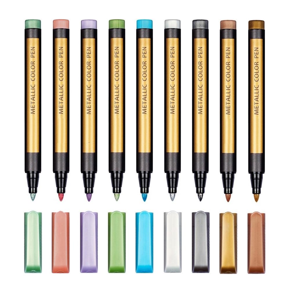 Dyvicl Metallic Marker Pens - Set of 9 Medium Point Metallic Markers