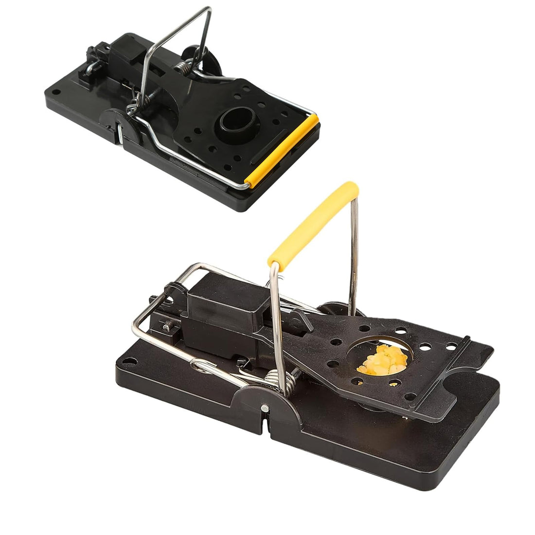 Tazweeq 2 Pcs Mouse Traps, Powerful Stainless Steel Spring, Tough ABS Body, Set Safely Without Getting Snapped, Great for Rats, Other Rodents, Black