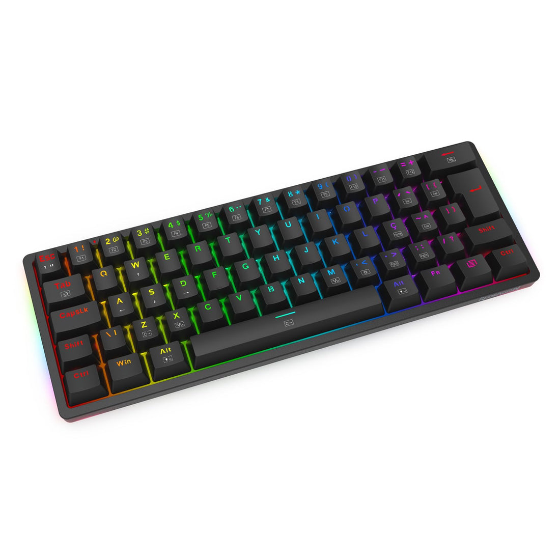 Redragon Akali Mechanical RGB Gaming Keyboard ABNT2 w/Cable 1.5m Switch Red - K642-RGB (PT-RED) - Black