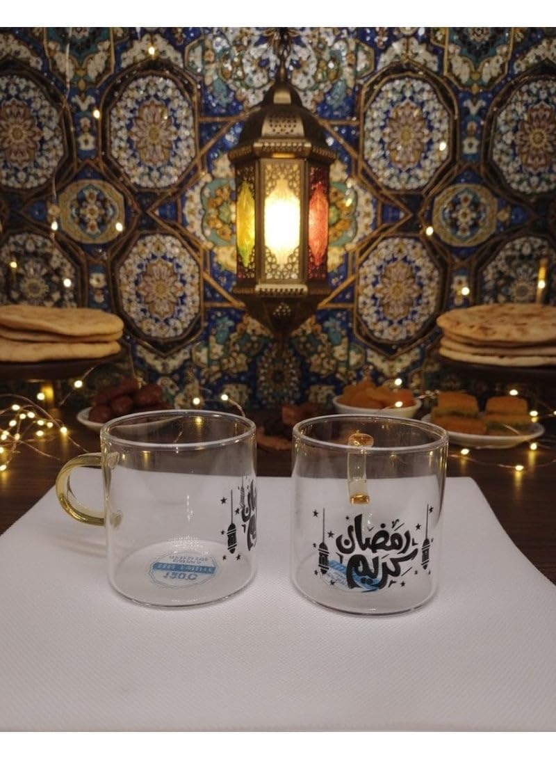 High-quality tea and coffee mugs with beautiful Ramadan designs, suitable for everyday use and home decoration (2 pieces)
