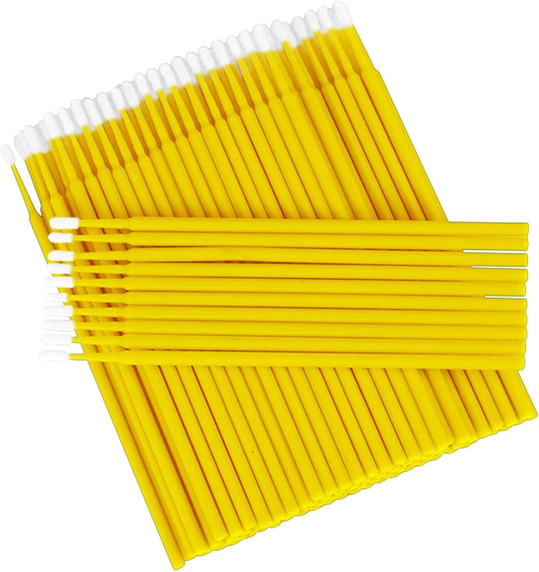 100 Pieces Micro Applicator Brushes Disposable Mascara Wands for Eyelash Extensions, Lint-Free Precision Makeup Applicators for Lash Cleaning, Glue Removal and Beauty Salon Home Use (Yellow)