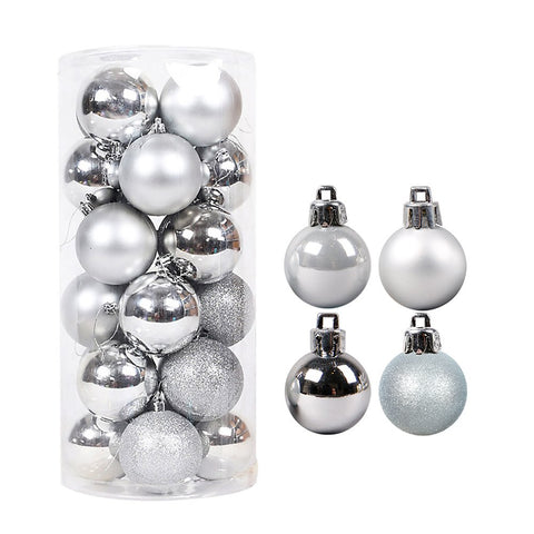 Ball Ornaments, 40mm Colorful Tree Bauble Hanging Xmas Plastic 24Pack (Silver)