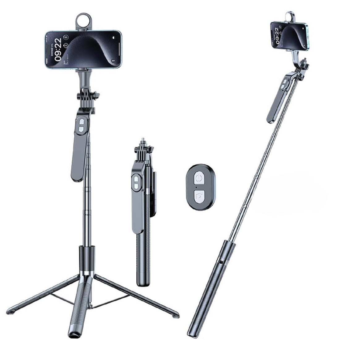 Selfie Stick Tripod 170CM with Wireless Remote, Cellphone Selfie Stick Tripod with LED Fill Light, for iPhone 15/14/14 pro/13/13 Pro/12/11/11 Pro/XS Max/XS/XR/X/8/7 and Android Smartphone (P9 LED)