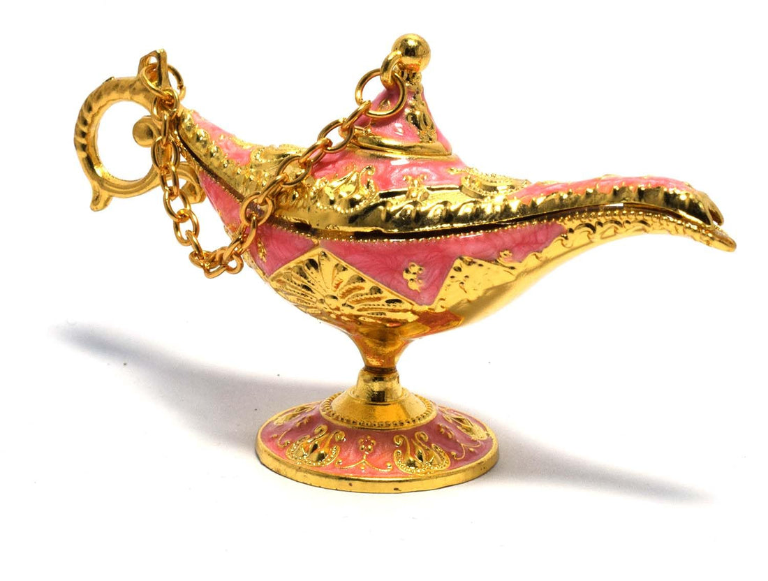 immatgar Small Aladdin Magic Genie Lamps - from Metal Egyptian souvenirs gifts from Egypt (Shape3 - Golden Pink - 7 CM Width)