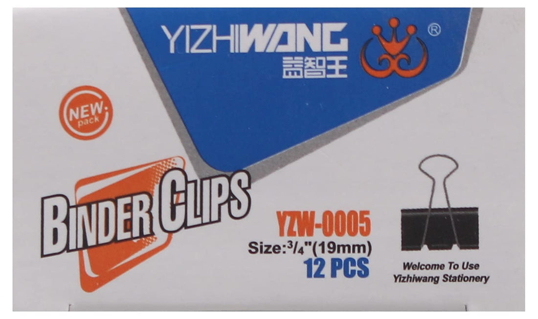 Yizhiwang Binder Clips- 19 Mm, 12 Pieces, Black