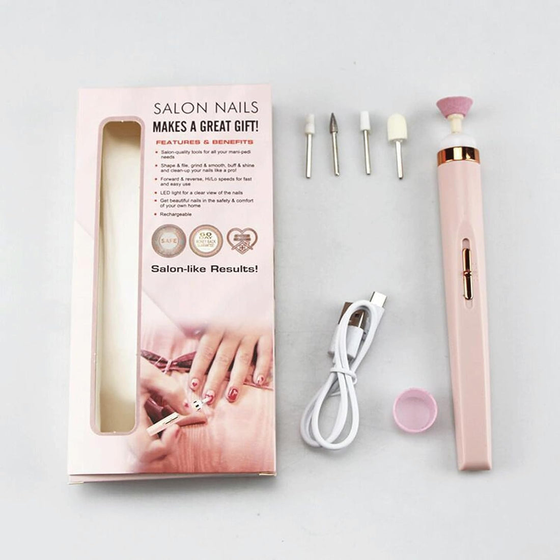 Fluffyliss Beauty Device - Nail File & Nail Care [Charging & Electric] - Smooth, Clean & Shine Nails - Includes Multiple Nail Care Heads Generic