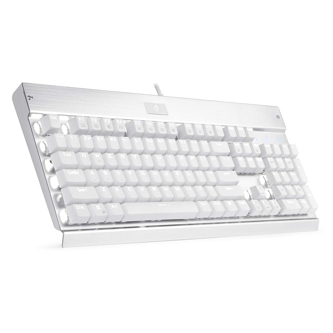 EagleTec KG010 Mechanical Keyboard Wired Ergonomic Brown Switches Equivalent for Office PC Home or Business (White Keyboard White Backlit)