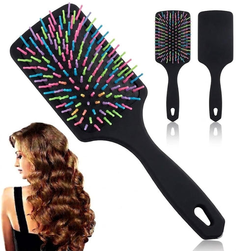 - Coloured Wavy Paddle Brush - Detangle Hair Brush for Women, Nylon Bristles, Hairbrush for Smoothing & Straightening -multicolor - 1pc