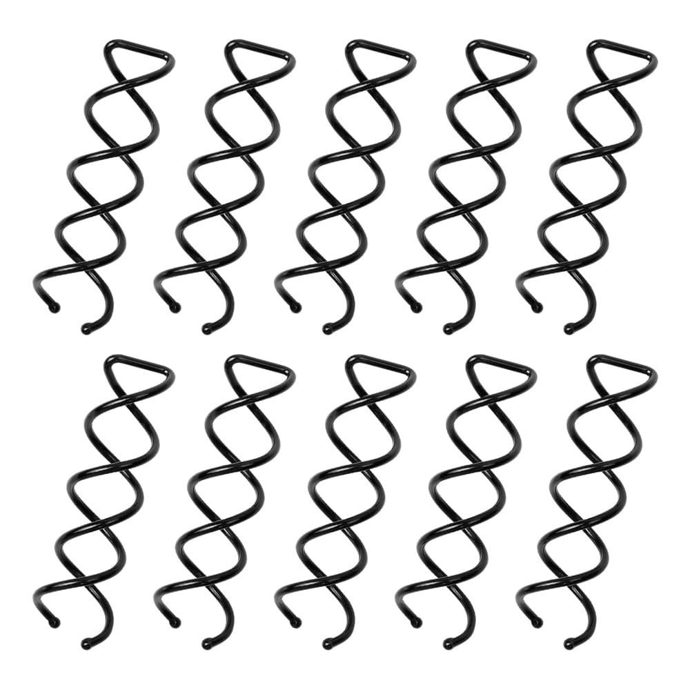 Spiral Twist Hair Pins (10-Pack), AZONEE Durable Non-Scratch Corkscrew Design for Effortless Bun Hairstyles – (Black)