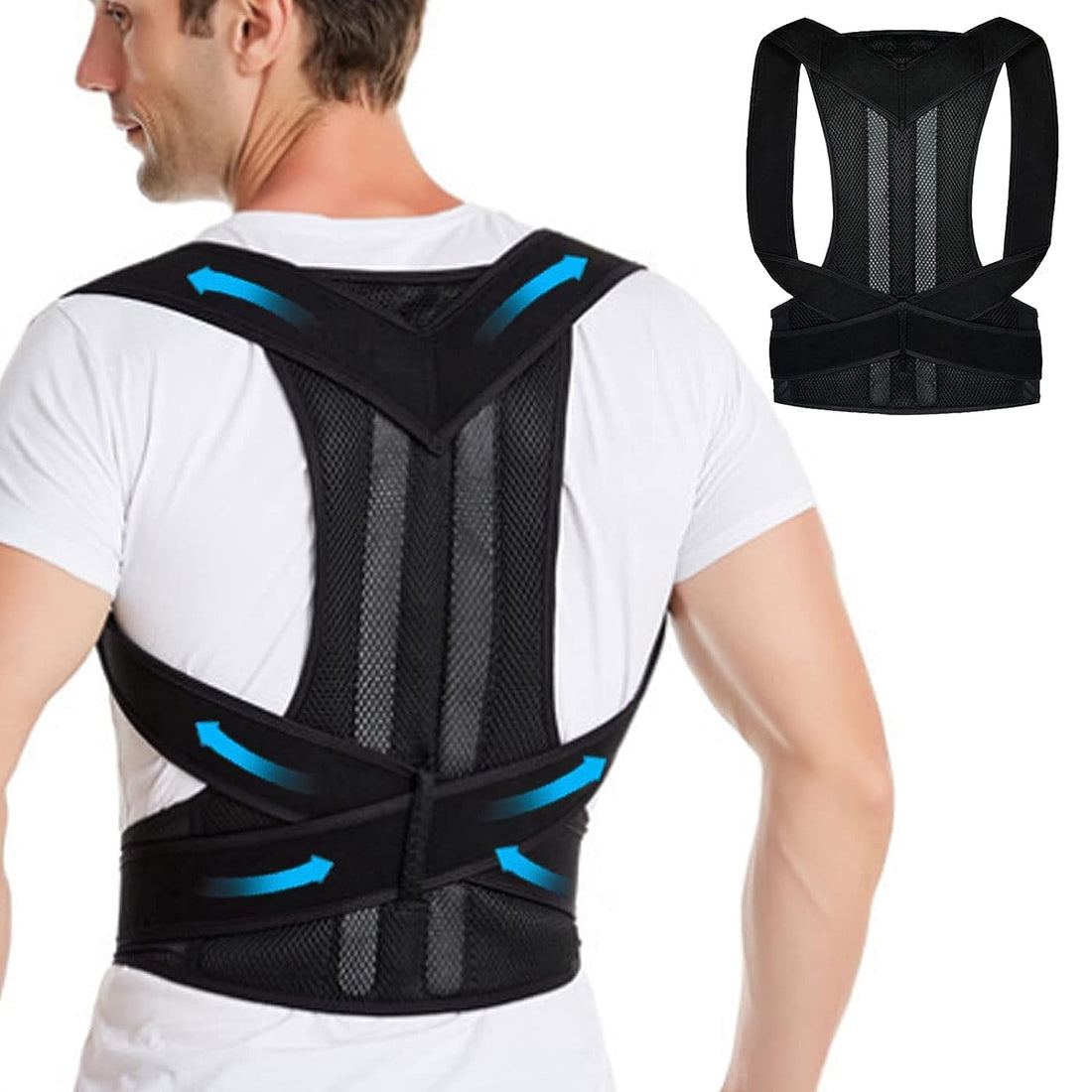 ELECDON Posture Corrector for Men and Women, Back Corrector, Back Support Straightener, Prevent Scoliosis, Improve Hunchback, Relieve Neck Shoulder Back Pain, Adjustable Upper Back Brace (XL)