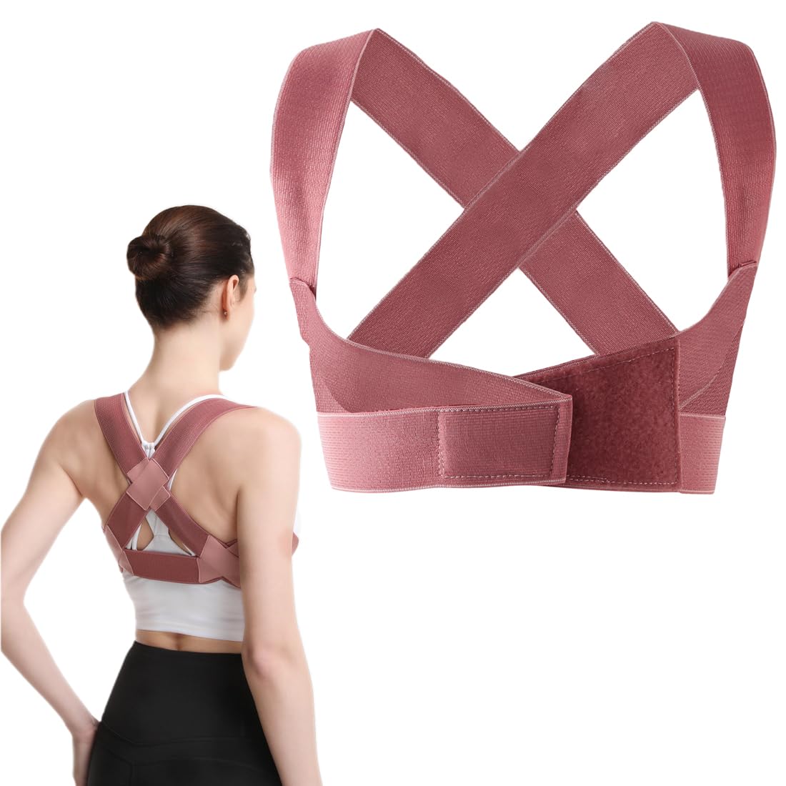 GXGM Posture Corrector, Back Straightener, Back, Neck and Shoulder Support, Professional Orthopaedic Belt, Pink