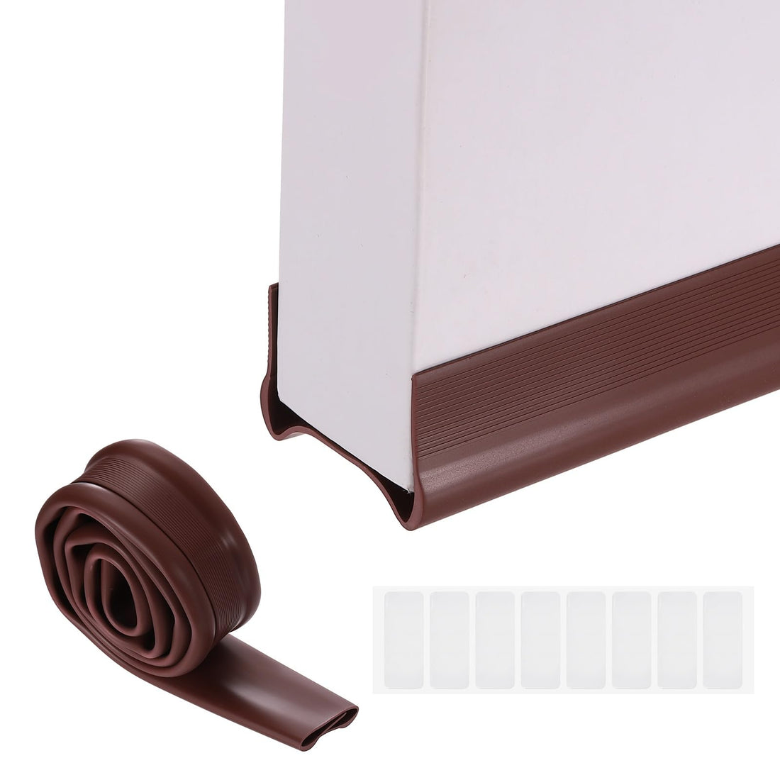 PATIKIL 36.6 Inch Under Door Draft Stopper, PVC Thickened Double Side Door Draught Excluder Noise Blocker Gap Stoppers Fit for 1.38"-1.81" Thickness Interior Exterior Doors, Brown