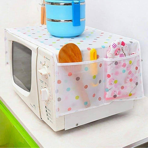 Cover Microwave Oven Dustproof Cover and Storage Bag Waterproof With 2 Pockets; Kitchen Utensil Holder Organizer - Multicolor and Shape