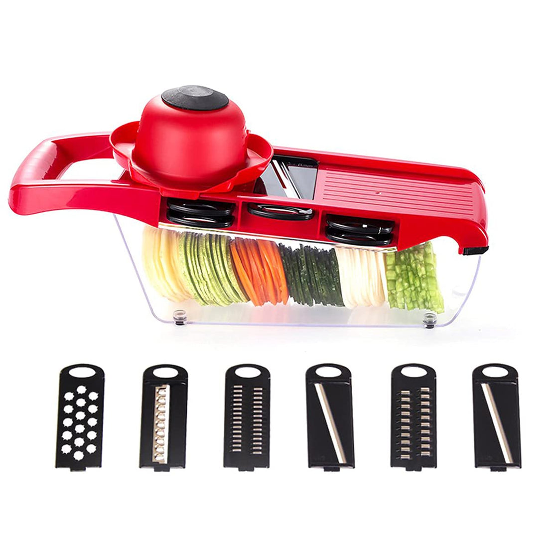 Dollar for Improt tilasav Mandolin Vegetable Slicer, Multi-Function Vegetable Food Cutter Fruit Slicer Easy Clean with 6 Blades Peeler Cheese Grater Chopper