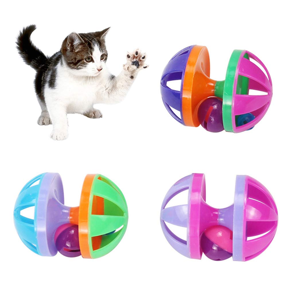 Cat Toys,Kitten Toys with Bells Interactive Catcher Teaser for Indoor Kitten Having Fun Pet Cat Kitten Dumbbell Bell Ball Scratch Training Game Interactive Playing Toy - Random Color