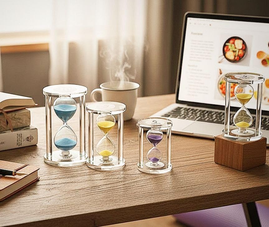 Crystal Hourglass Hourglass Time, Clear Glass, Colorful Sand, Elegant Desk Decor (5 Minutes)