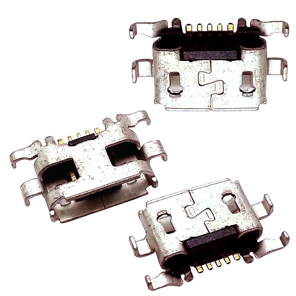 2Pcs Female Port 5P SMD SMT Micro USB 2.0 Charging Socket Jack B Type 5 Pin Mini Connector Repair ONE TOUCH POP Z30 C C2304 G2 G+1 Replacement Adapter
