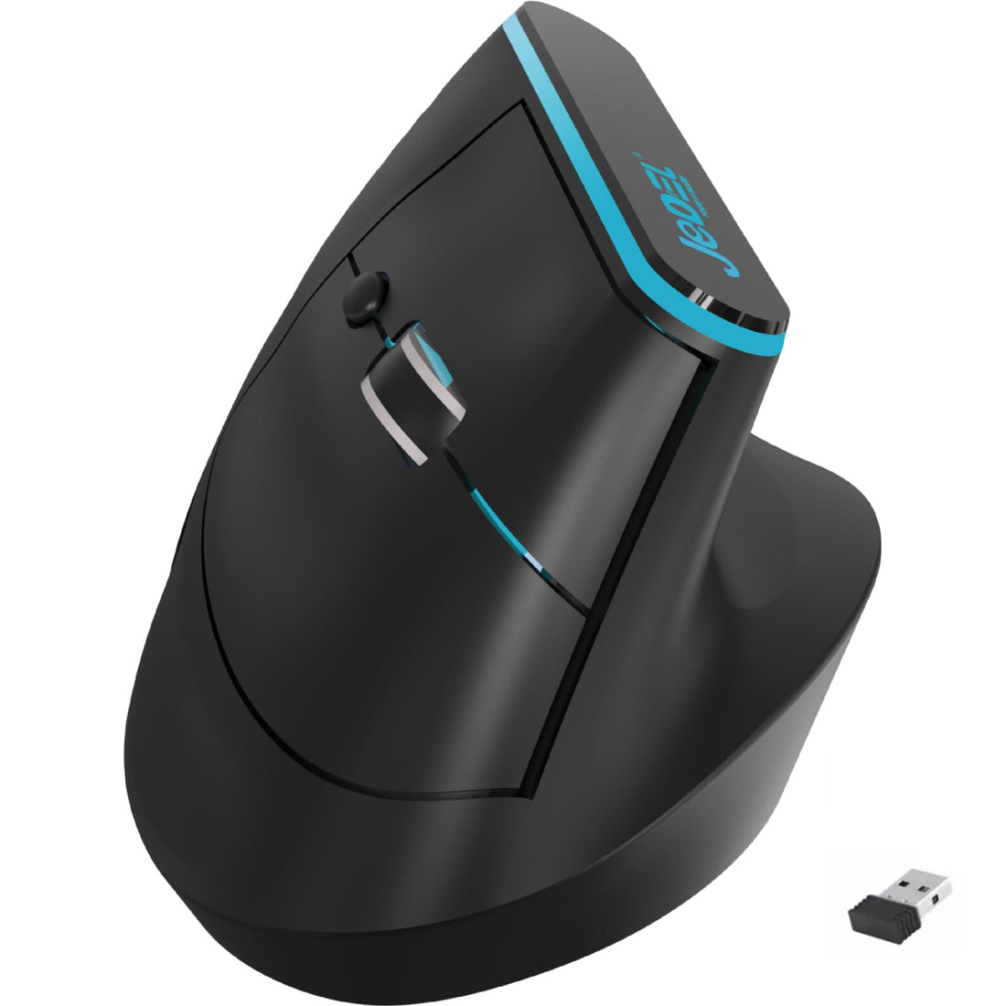 For JeDEL W925P Vertical Wireless Mouse, Dual Mode Wireless, Bluetooth - 4800 DPI - Silent Clicks - Recharchable Battery USB C -RGB Lighting (Black)