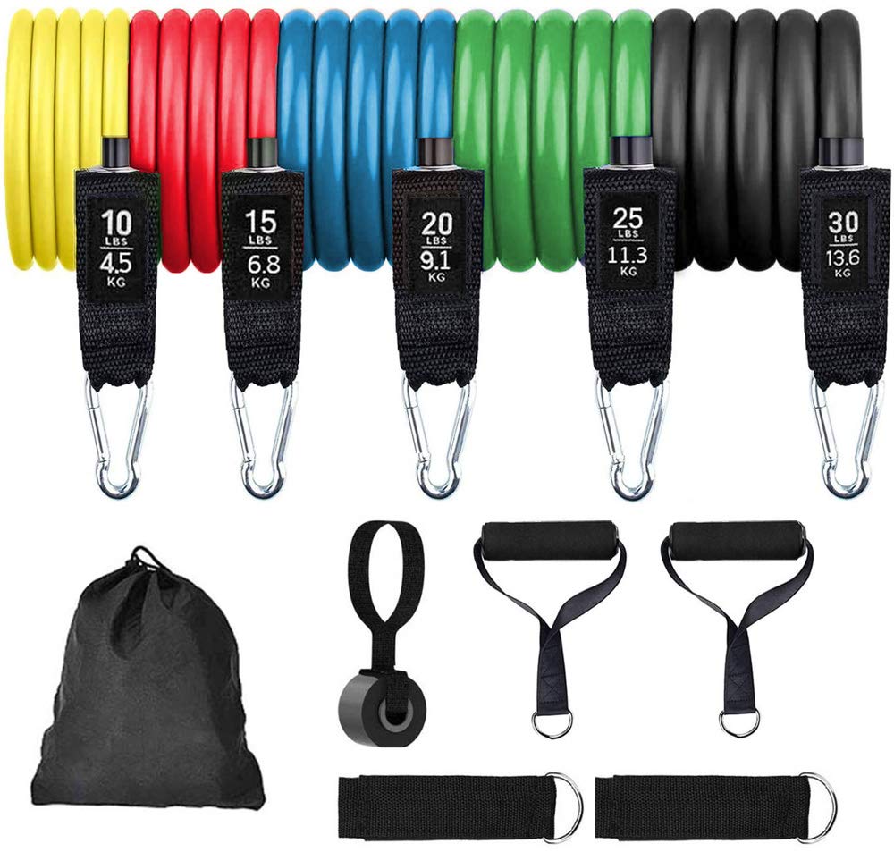 11 Pack Resistance Bands Set, Professional Fitness Pull Ropes Home Fitness Resistance Bands Elastic Exercise Bands for Indoor Strength Training, Speed Strength, Physical Therapy, Home Workouts