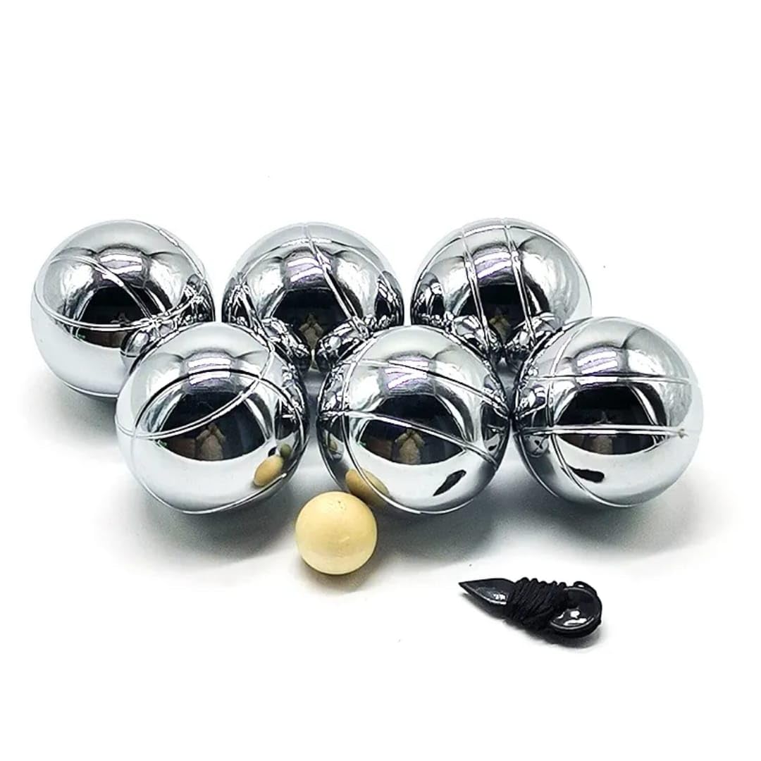 Bocce Ball Set, 6 Balls (73mm, 720g Each), 1 Wooden Ball, 1 Spacer Gauge, Premium Carrying Bag, for Outdoor, Beach