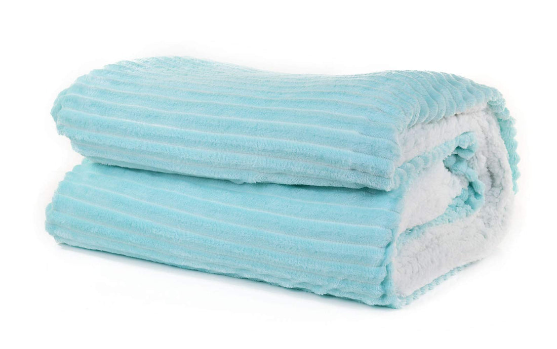 Mintra Blanket Microfiber Double Ribbed Fabric bag Light Blue size 127x152