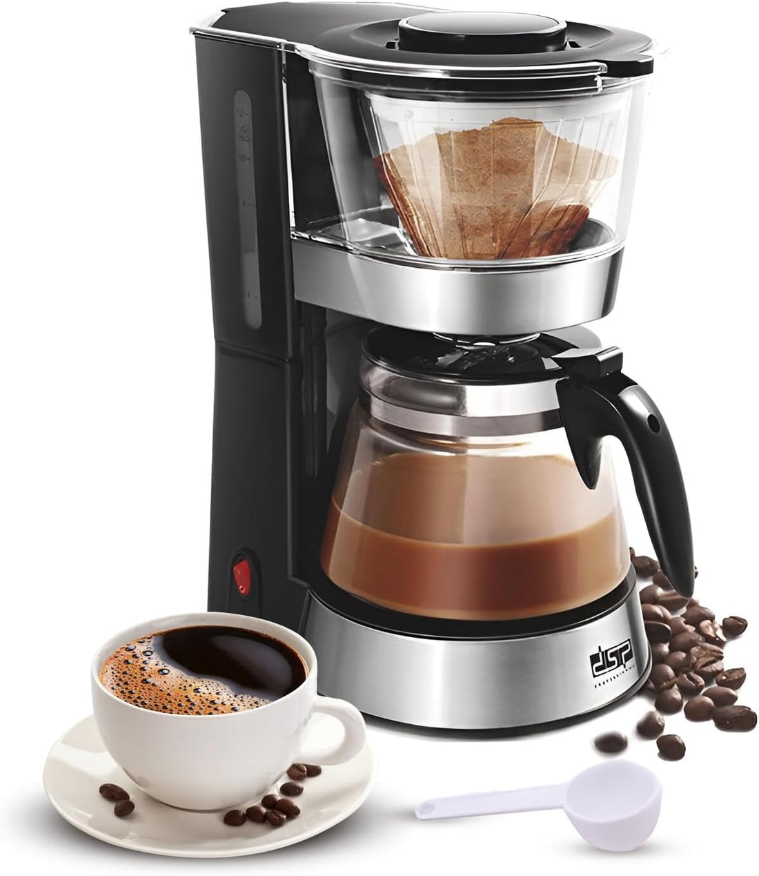 DSP Coffee Maker, coffee machine, 12-Cup - 800W Power, 1.2L Water Tank, Glass Carafe, Non-stick Warming Plate, Illuminated On/Off Switch, KA3063