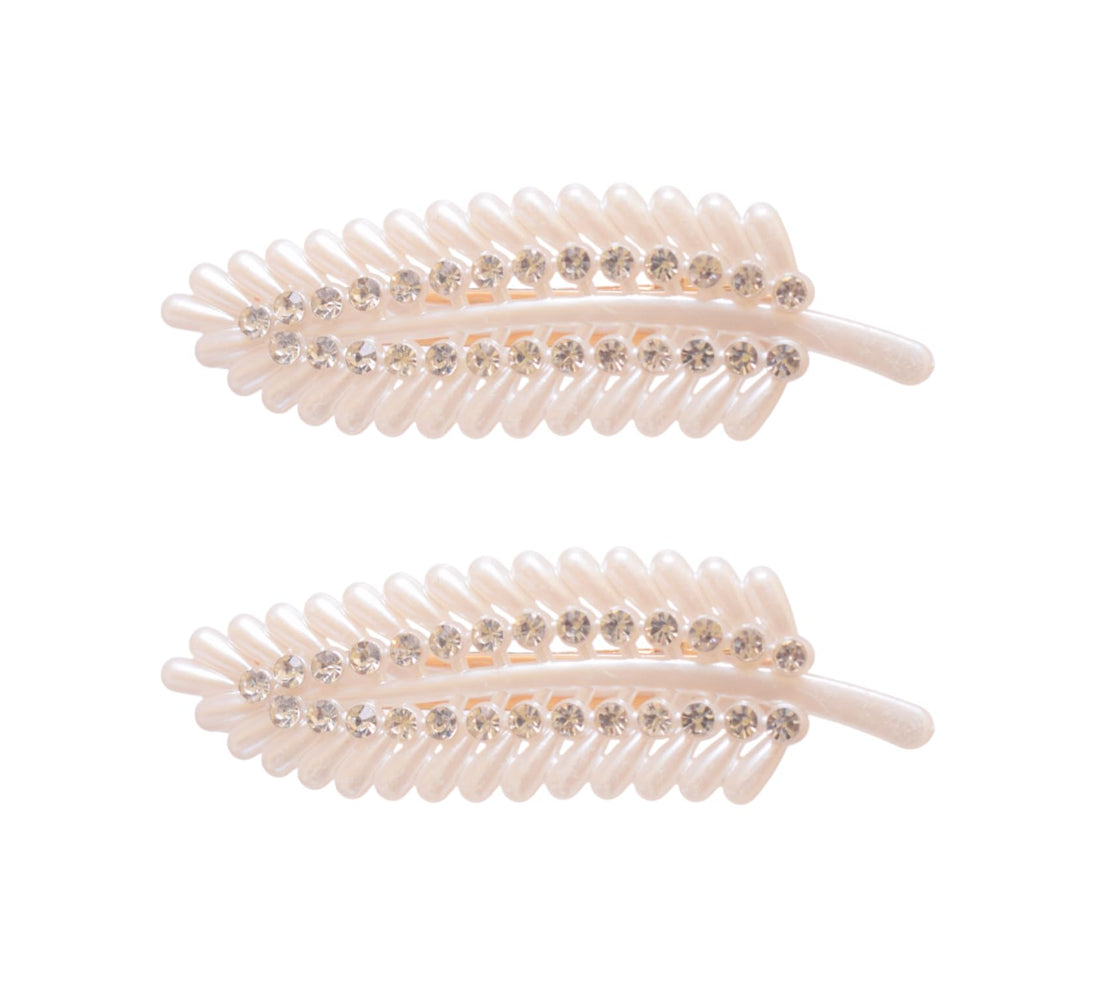 Daphne 2-Piece Tree Leaf Hair Clip Set For Girls - Silver - 1807