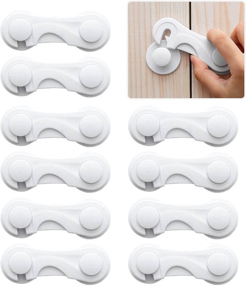 10 Pack Cabinet Locks for Babies, Uandhome Child Safety Locks Drawer Locks Baby Proofing Baby Cabinet Safety Latches Kitchen System with Strong Adhesive Tape