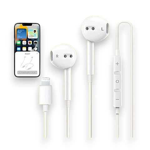 Wired Lightning Earphones Bluetooth Noise Reduction Built-in Mic Volume Control - Sweat and Water Drops - Compatible with iPhone 14/13/12/11/XR/XS/X/8/7/6/S Pro Max