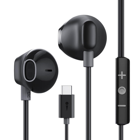 Oraimo Halo Airy In-Ear Wired Earphone with Type C Plug,HiFi Stereo USB C Earphones With Mic & Volume Control,Compatible for Smartphones with Type-C Ports (Black)