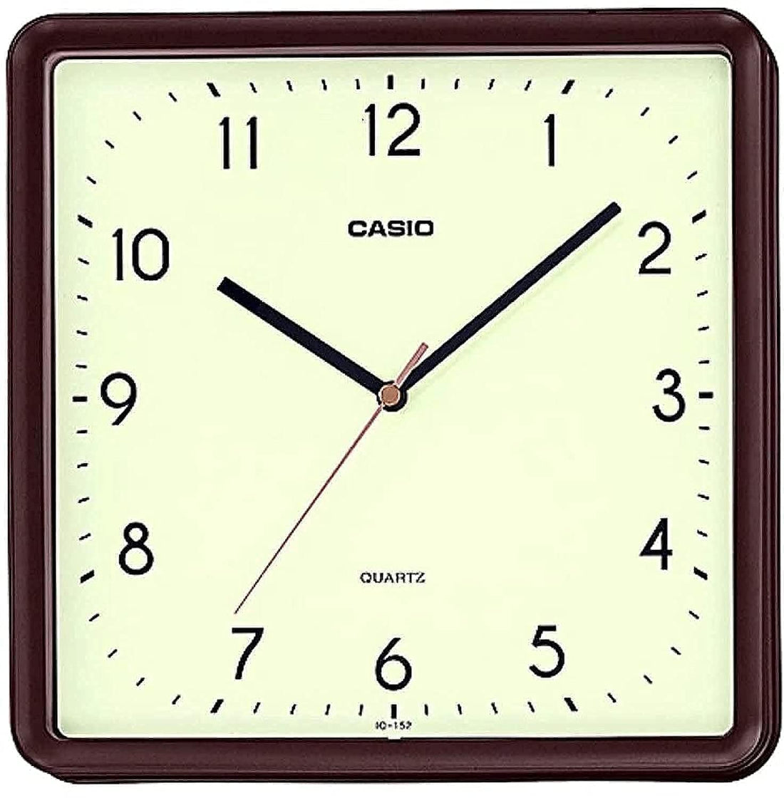 Casio Wall Clock Analog Square Shape White Dial Case and Bezel Resin Material IQ-152-5DF