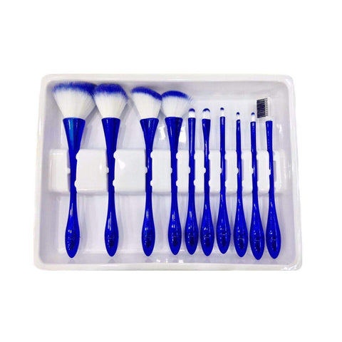 Makeup Brush Set, Professional Powder Foundation Eyeshadow Brush Set (10 Pcs) (Blue Gold)