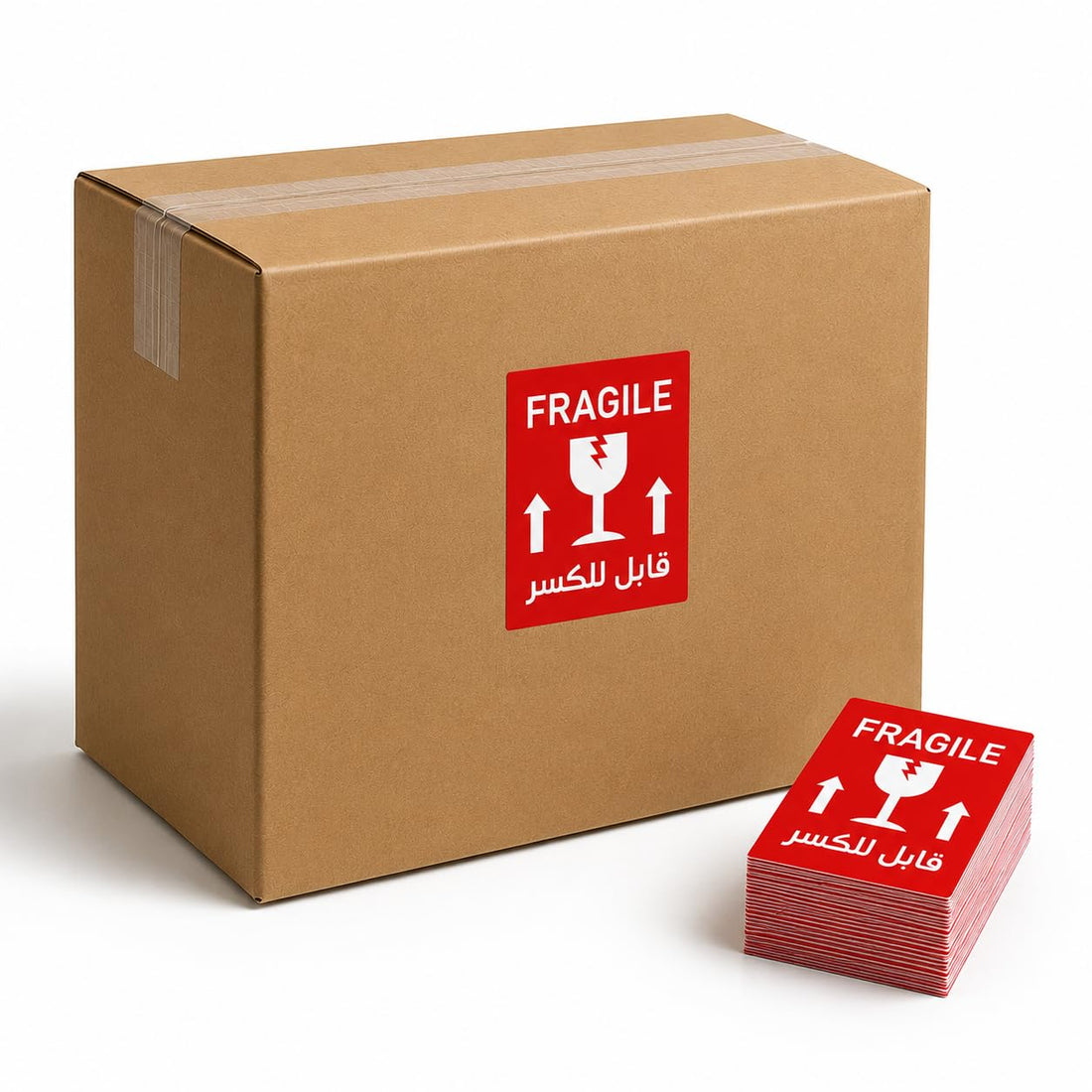 Fragile Arrow Warning Sticker - Carton and Carton Stickers (100)