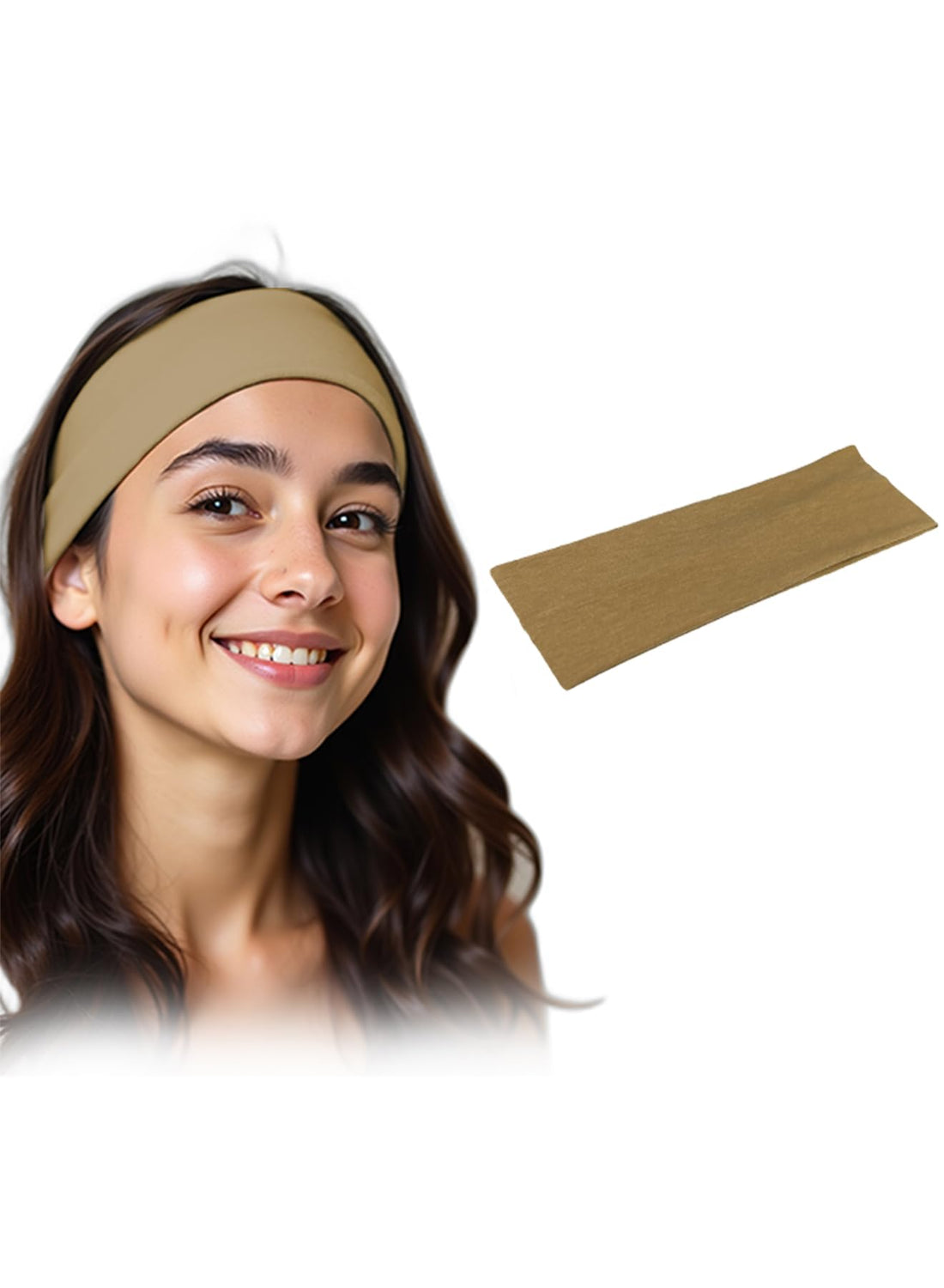 Headbands Plain Stretchy, for Women's, Headbands Non Slip, Soft Cotton Cloth Fabric Ideal for daily use. (Dark Gold)