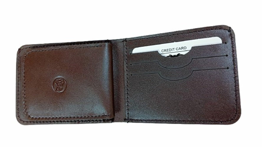 100% Genuine Cow Leather Wallet for Men Fashion Design 9 Card Slots Money Pocket (Brown)