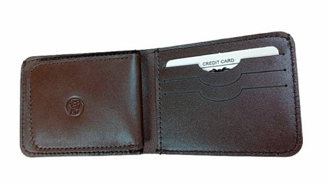 100% Genuine Cow Leather Wallet for Men Fashion Design 9 Card Slots Money Pocket (Brown)