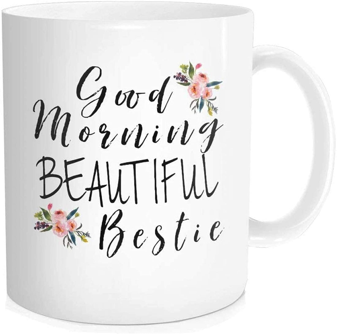 Hasdon-Hill Good Morning Bestie Coffee Mug, Best Friend Tea Cup, Christmas Birthday Gifts for Sister, Fine Bone China 11 OZ White