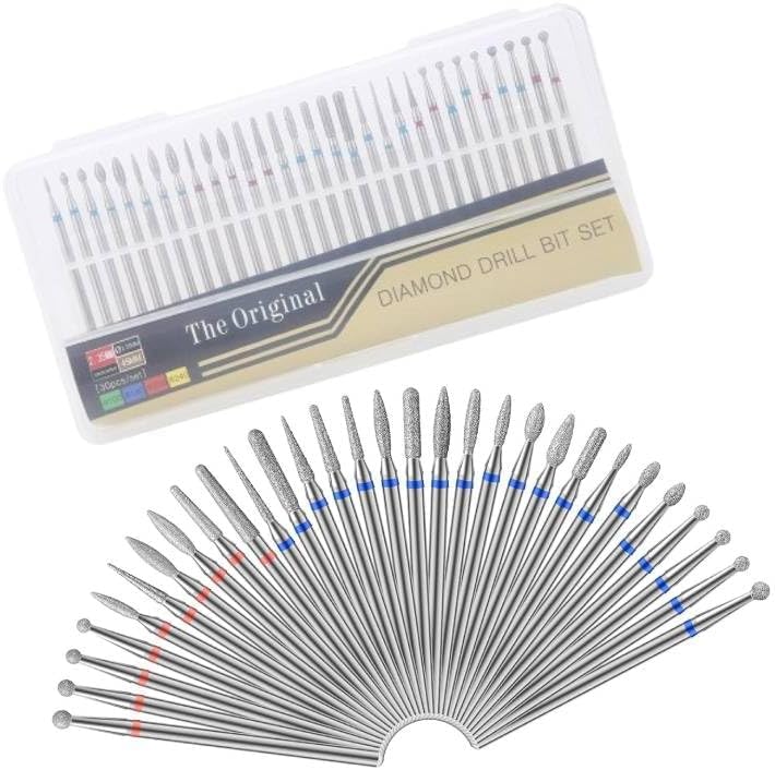30 Pcs/Set Nail Drill Bits, Electric Rotary Diamond File Bits For Manicure Pedicure, Diy Art and Cuticle Clean Grinding Polishing Peeling Carving Radian Tools