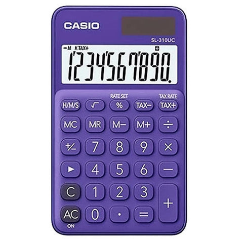 Casio sl-310uc-pl-n-dc portable digital calculator - purple