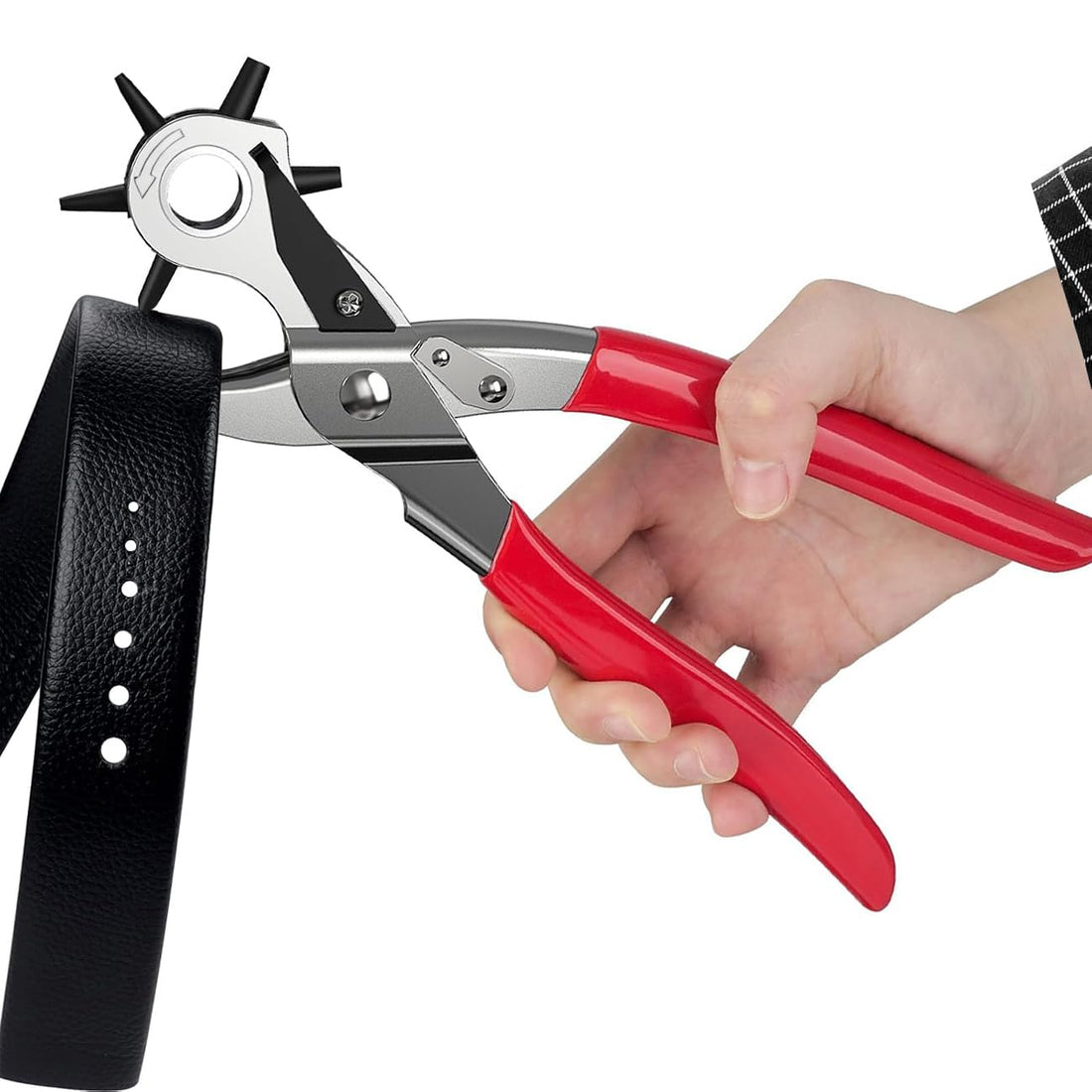 Leather Hole Punch, Heavy Duty Revolving Eyelet Punch, Handy Belt Piler Professional Piler Tool for Belts, Canvas, Soft Plastics, Shoes, Cards, Watch Bands, Pet Collars