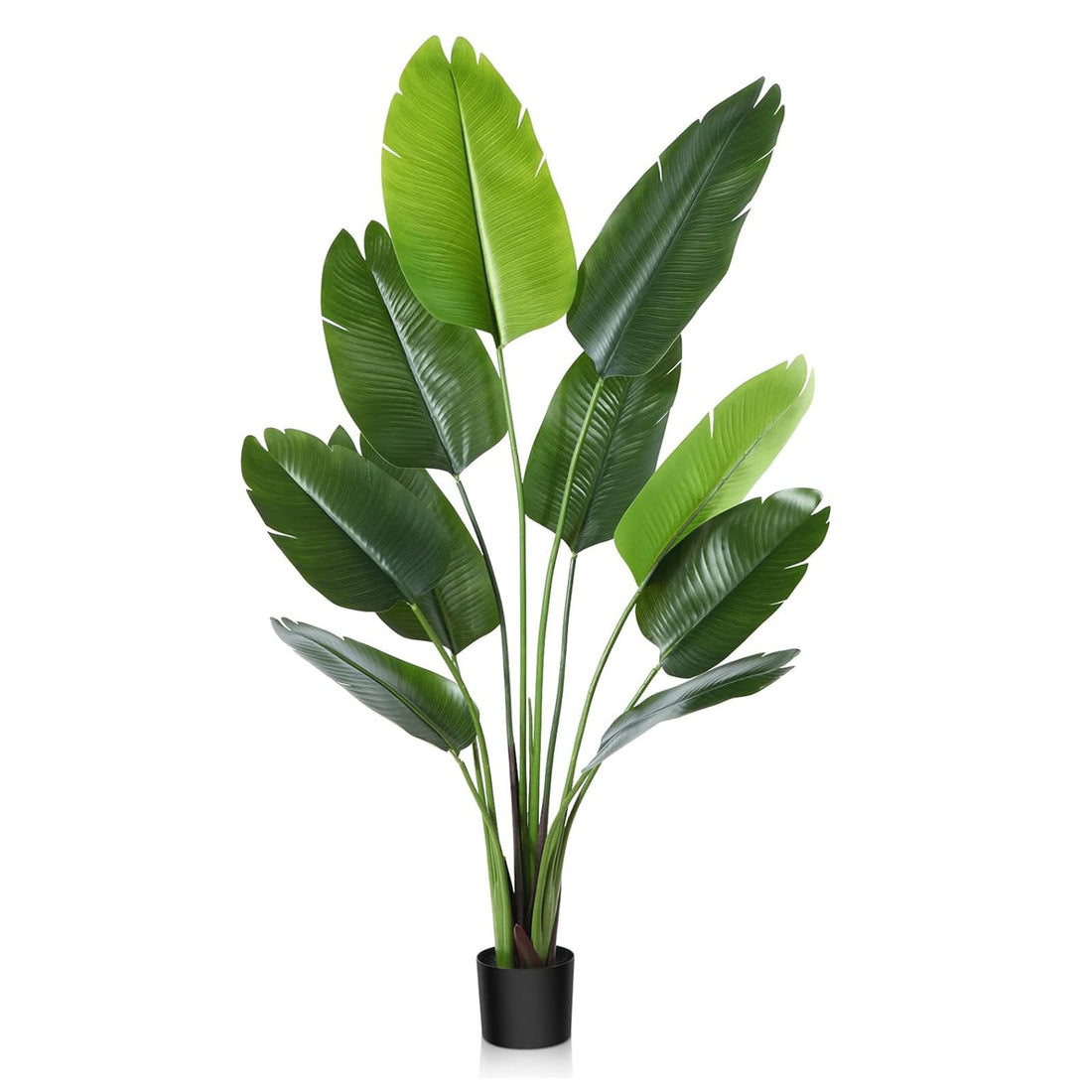 Artificial Tree Fake Plant Potted Faux Tree 4ft 120cm,Decorative Greenery with Realistic Green Birds of Paradise Banana Leaf & Plastic Pot for Home Decoration Office Balcony Living Room