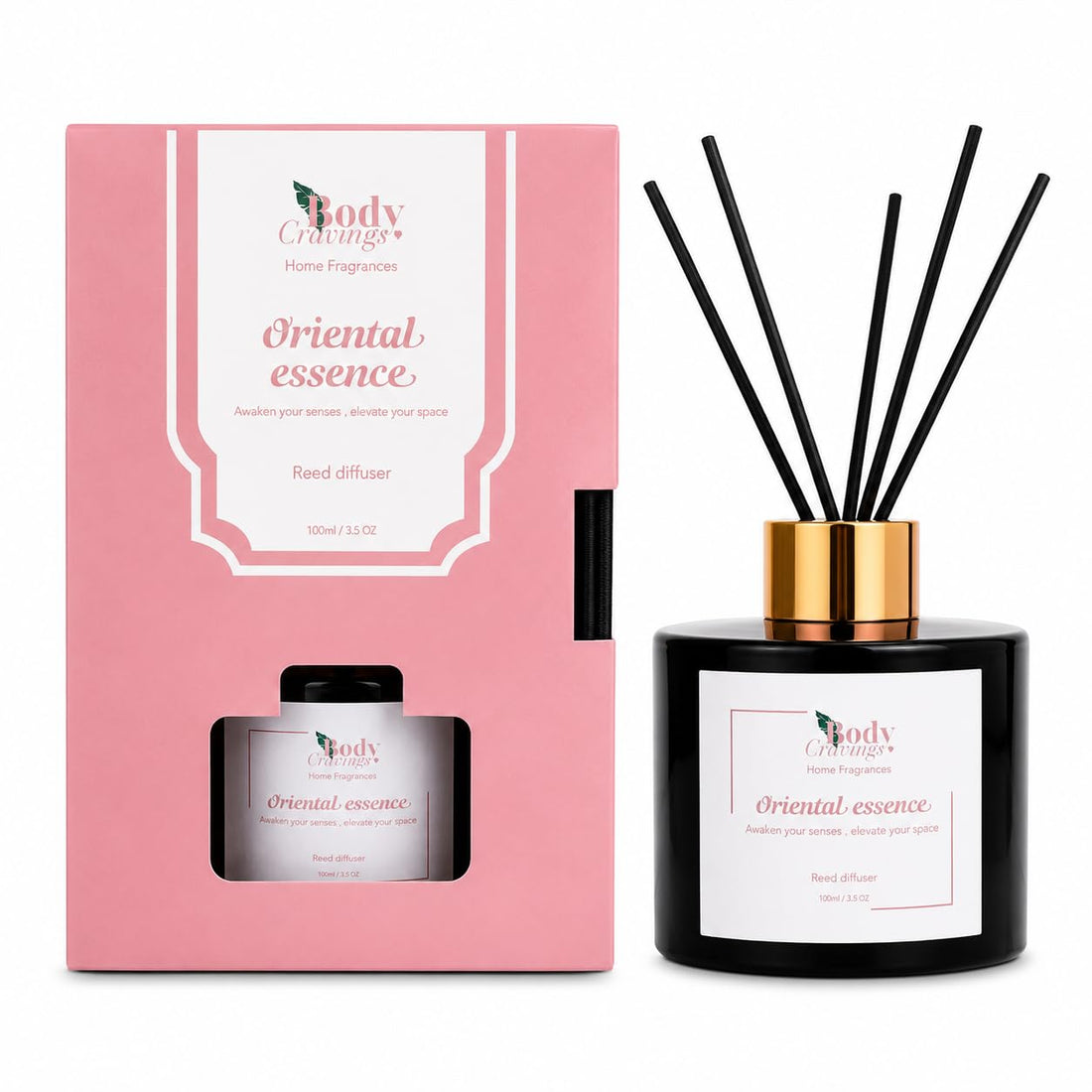Body Cravings Oriental Essence Reed Diffuser | 100ml | Long-Lasting Home Fragrance | Luxurious Arabian Scent | Decorative Aromatherapy Diffuser