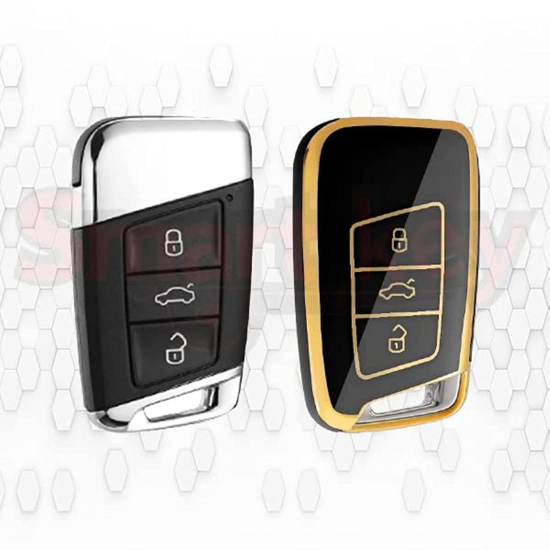 Tpu black gold case cover for smart keyless key for skoda vw seat - black gold tpu (case) for skoda - cat - volkswagen fingerprint